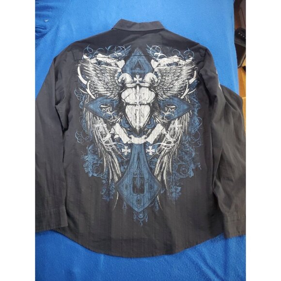 Helix Black Long Sleeve Button Up Embroider Shirt Men's Size XXL - Picture 10 of 14